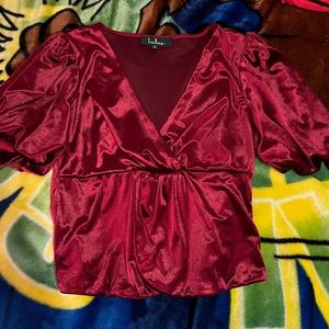 Velvet V neck top